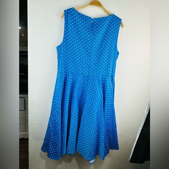 Grace Karin Blue and White Polka Dot A-Line Skirt - Picture 6 of 7